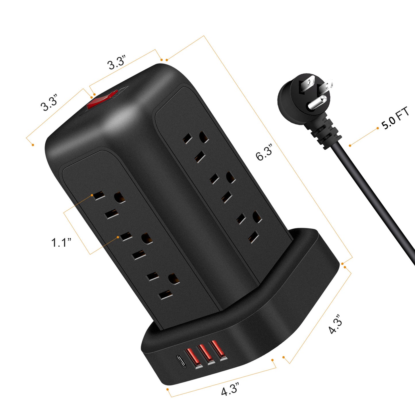 ZOYIU 12in1  American Travel Power Strip