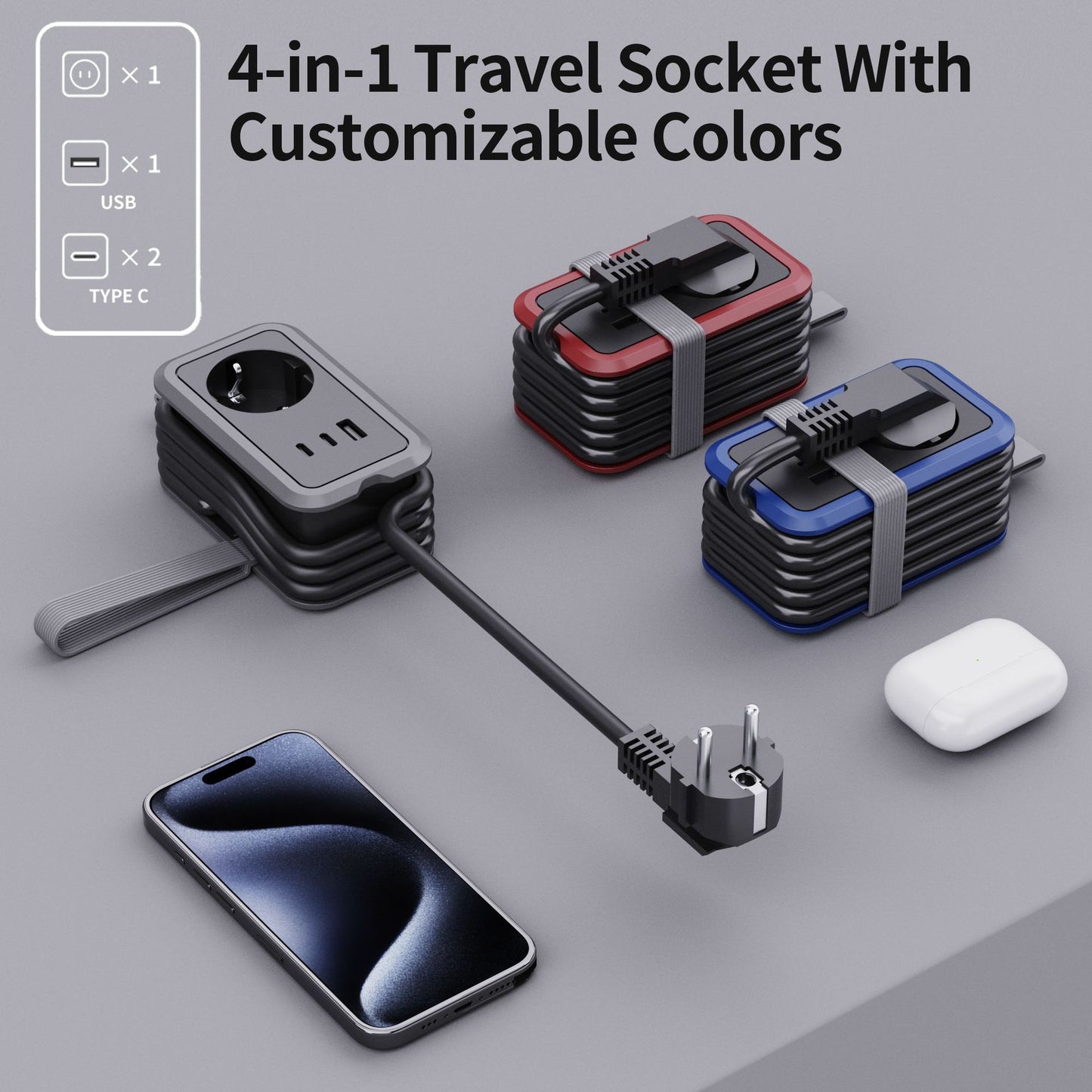 ZOYIU 5in1 EU Plug Power Strip