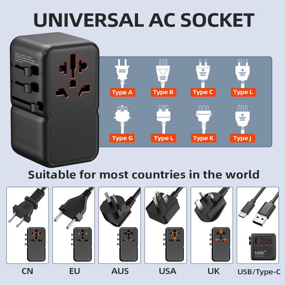 ZOYIU 5in1 140W Multiple travel Power Adapter