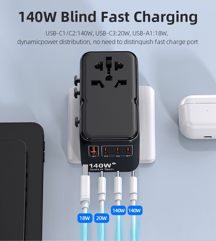 ZOYIU 5in1 140W Multiple travel Power Adapter